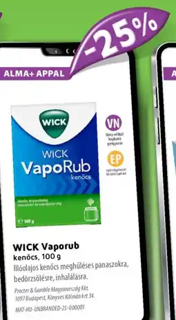 Alma Gyógyszertárak WICK Vaporub kenőcs ajánlat