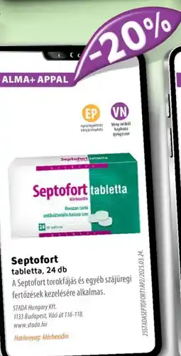 Alma Gyógyszertárak Septofort tabletta ajánlat