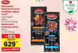 Spar Regnum Hámozott frankfurti virsli, cheddar ajánlat