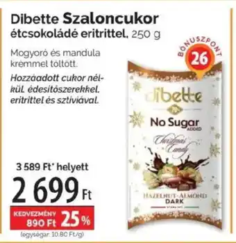 Dibette Szaloncukor étcsokoládé eritrittel