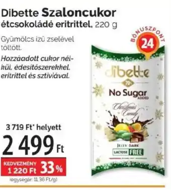 Dibette Szaloncukor étcsokoládé eritrittel