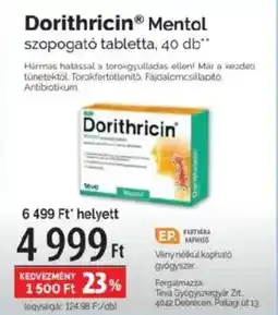 Pingvin Patika DorithricinⓇ Mentol szopogató tabletta ajánlat