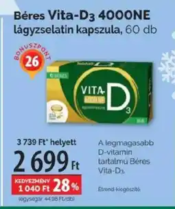 Pingvin Patika Béres Vita-D3 4000NE lágyzselatin ajánlat