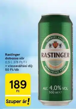 Tesco Rastinger dobozos sör ajánlat