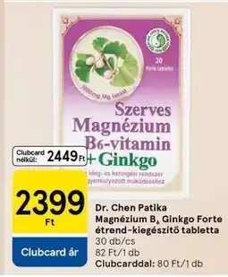 Tesco Dr. Chen Patika Magnézium B₆ Ginkgo Forte étrend-kiegészítő tabletta ajánlat