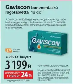 Pingvin Patika Gaviscon borsmenta izü rágótabletta ajánlat