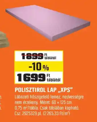 OBI Polisztirol lap „xps" ajánlat