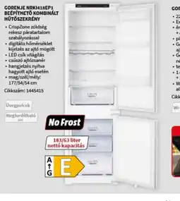 MediaMarkt GORENJE NRKI418EP1 BEÉPÍTHETŐ KOMBINÁLT ajánlat