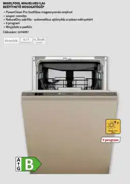 MediaMarkt WHIRLPOOL WH61B10BS7LA0 BEÉPÍTHETŐ MOSOGATÓGÉP ajánlat