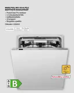 MediaMarkt WHIRLPOOL WIO 30540 PELG BEÉPÍTHETŐ MOSOGATÓGÉP ajánlat