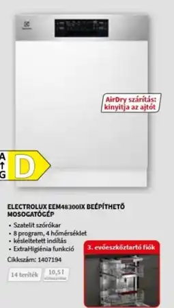 MediaMarkt ELECTROLUX EEM48300IX BEÉPÍTHETŐ MOSOGATÓGÉP ajánlat