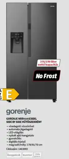 MediaMarkt GORENJE NRR9185ESBXL SIDE BY SIDE HŰTŐSZEKRÉNY ajánlat
