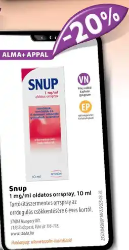 Alma Gyógyszertárak Snup orrspray ajánlat