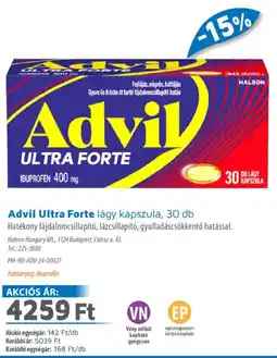 Alma Gyógyszertárak Advil Ultra Forte lágy kapszula ajánlat