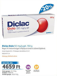Alma Gyógyszertárak Diclac Dolo gél ajánlat