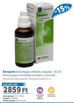 Alma Gyógyszertárak Sinupret belsőleges oldatos cseppek ajánlat