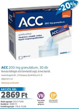Alma Gyógyszertárak ACC granulatum ajánlat