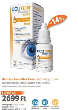 Alma Gyógyszertárak Ocutein Sensitive Care szemcsepp ajánlat