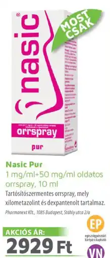 Alma Gyógyszertárak Nasic Pur orrspray ajánlat