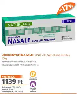 Alma Gyógyszertárak UNGUENTUM NASALE FONO VIII. NaturLand kenőcs ajánlat