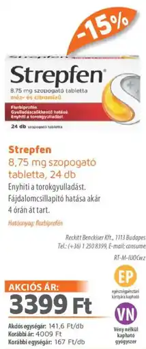 Alma Gyógyszertárak Strepfen tabletta ajánlat