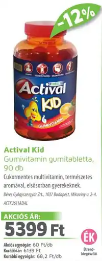 Alma Gyógyszertárak Actival Kid gumitabletta ajánlat