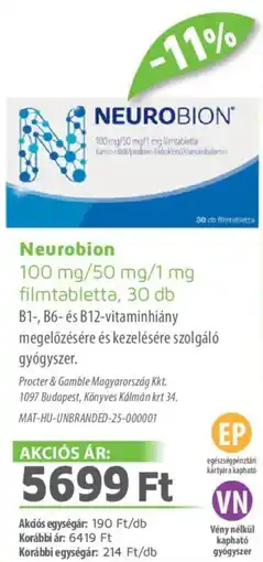 Alma Gyógyszertárak Neurobion filmtabletta ajánlat