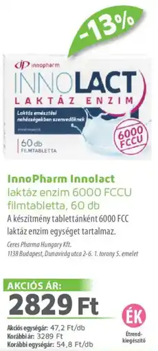 Alma Gyógyszertárak InnoPharm Innolact filmtabletta ajánlat