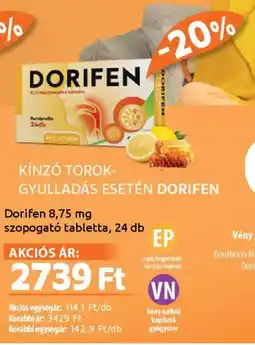 Alma Gyógyszertárak Dorifen tabletta ajánlat