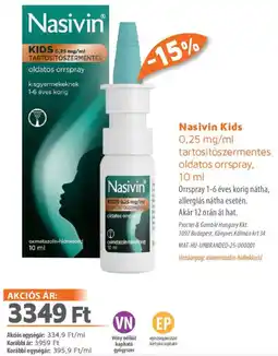Alma Gyógyszertárak Nasivin Kids orrspray ajánlat