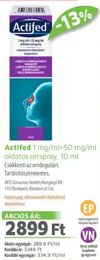 Alma Gyógyszertárak Actifed orrspray ajánlat