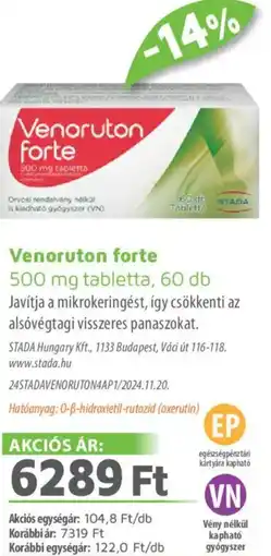 Alma Gyógyszertárak Venoruton forte tabletta ajánlat