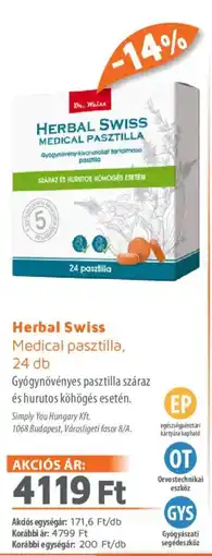 Alma Gyógyszertárak Herbal Swiss pasztilla ajánlat