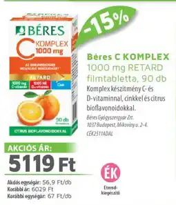 Alma Gyógyszertárak Béres C KOMPLEX filmtabletta ajánlat