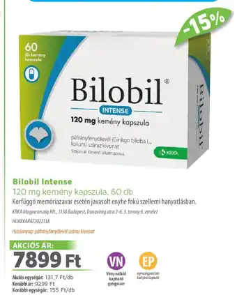 Alma Gyógyszertárak Bilobil Intense ajánlat