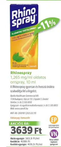 Alma Gyógyszertárak Rhinospray oldatos orrspray ajánlat
