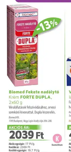 Alma Gyógyszertárak Biomed Fekete nadálytő Krém ajánlat