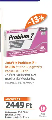 Alma Gyógyszertárak JutaVit Probium 7 + Inulin ajánlat
