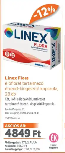 Alma Gyógyszertárak Linex Flora ajánlat