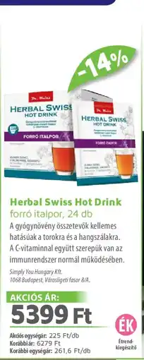 Alma Gyógyszertárak Herbal Swiss Hot Drink ajánlat