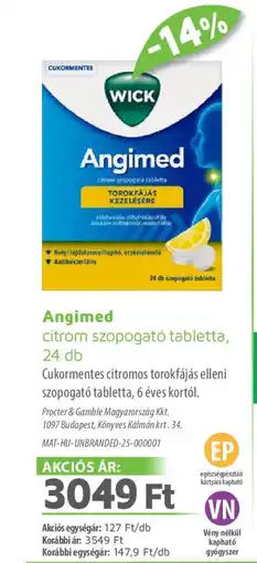 Alma Gyógyszertárak Angimed citrom szopogató tabletta ajánlat