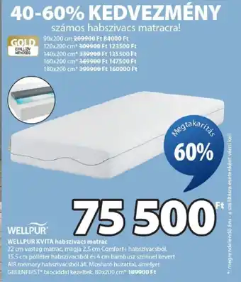 Wellpur kvita habszivacs matrac