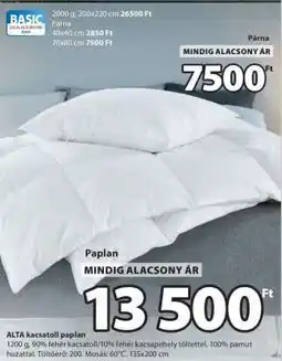 JYSK ALTA kacsatoll paplan ajánlat