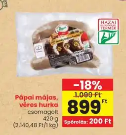 Spar Pápai májas, véres hurka ajánlat