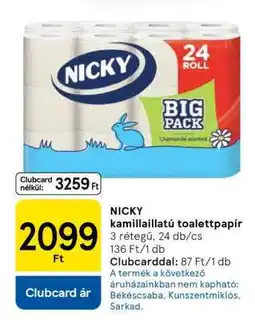 Tesco NICKY kamillaiilattú toalettpapír ajánlat