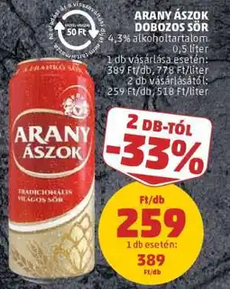 PENNY Arany Ászok Dobozos Sör ajánlat