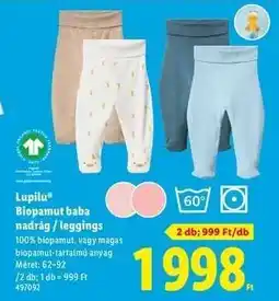 Lidl LUPILU Biopamut baba nadrág / leggings ajánlat
