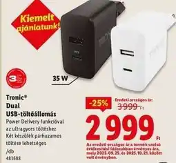 Lidl Tronic Dual USB-töltőállomás ajánlat