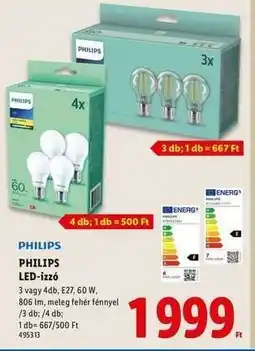 Lidl PHILIPS LED-izzó ajánlat