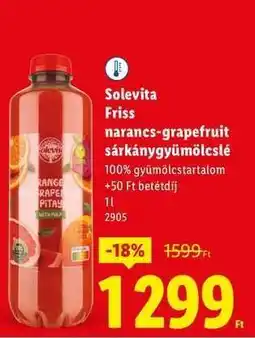 Lidl Solevita Friss narancs-grapefruit sárkánygyümölcslé ajánlat